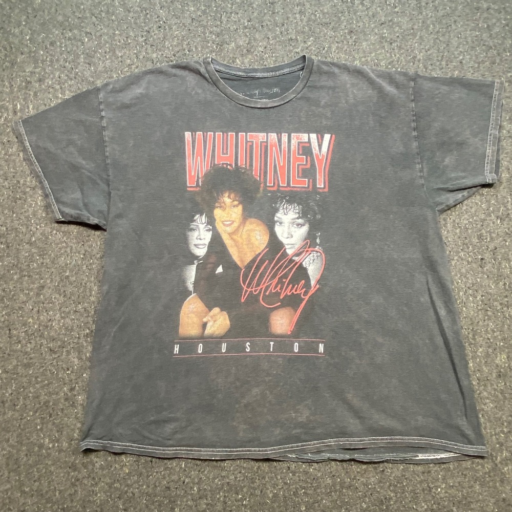 Whitney Houston Graphic TShirt Sz 2XL Mens Gray Streetwear Vintage Style 90s Tee